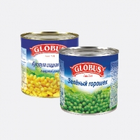 GLOBUS Консервированный Горошек/ Кукуруза, 400/340 г