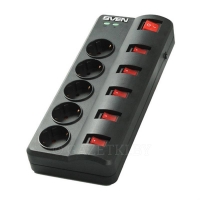 СЕТЕВОЙ ФИЛЬТР SVEN SURGE PROTECTOR FORT 1,8 M BLACK (5 РОЗЕТОК)