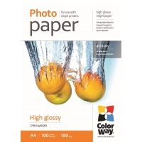 Фотобумага ColorWay (GG180100A4) high glossy 180g/m A4 100pc
