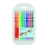 Фломастер STABILO Trio 2in1 (10шт) в овальном подвесе